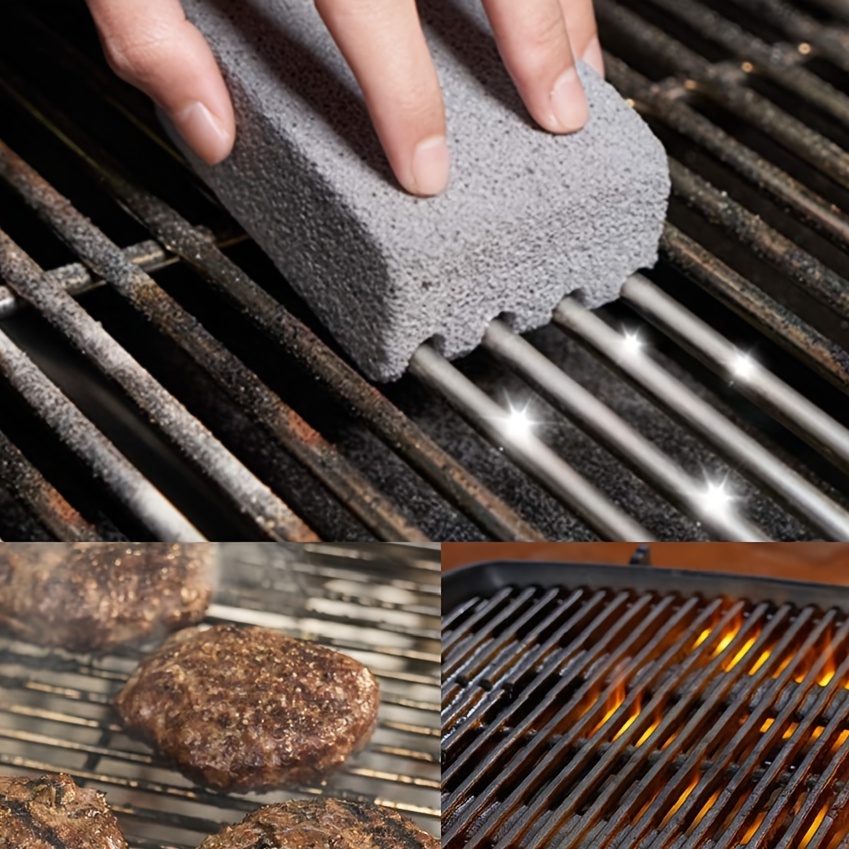 Likron Watches Premium Pumice Grill Cleaning Stone Heavy-Duty Scrubber for BBQ Racks Outdoor Grills 2-Pack Bundle
