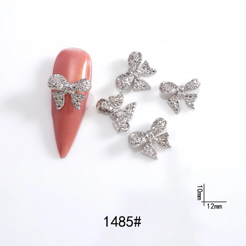 Lz Japanese Internet Celebrant Hot Manicure Diamond Bow Three-dimensional Metal Gold And Silver Super Flash Nail Jewelry Bow Tie