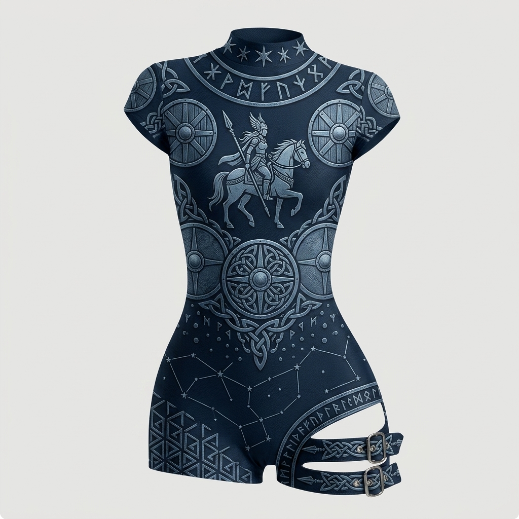 Viking-Style Tight-Fitting Swimsuit Bodysuit