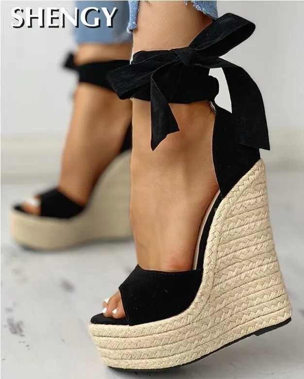 2020 Women Spring Wedge Sandals Female Platform Bohemia High Heel Sandals Fashion Ankle Strap Open Toe Ladies Shoes