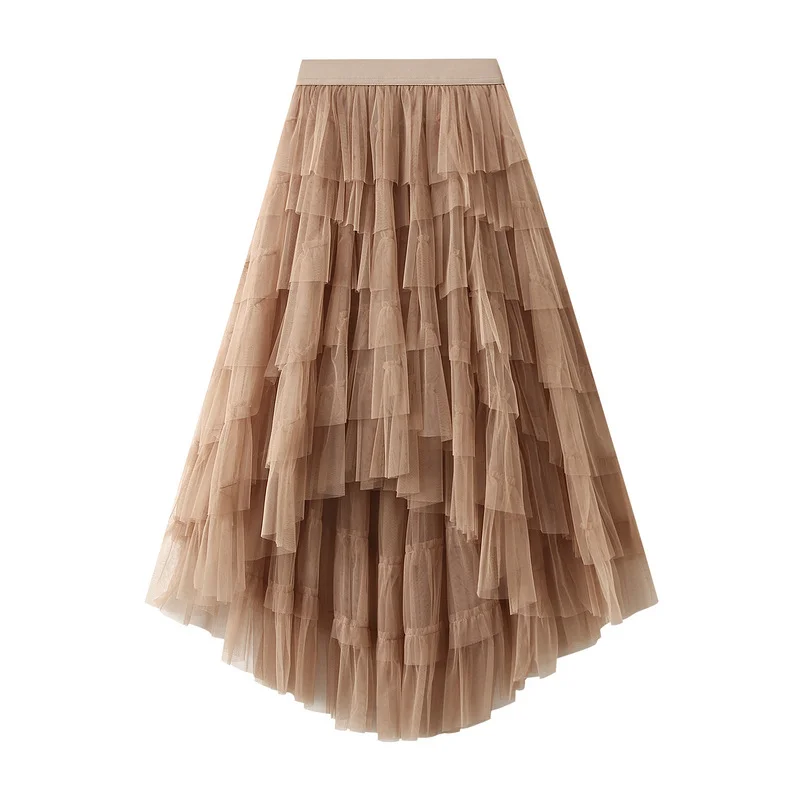 Nigikala Nigikala Cake Skirt High-Rise Mesh Skirt Unkempt Dress 2025 New Ladies Dress Fairy Skirt 1379