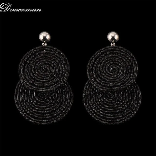 Dvacaman Bohemain Multilayer Round Alloy Drop Earrings Women 2019 New Trendy Maxi Earrings Statement Jewelry Party Gifts Female
