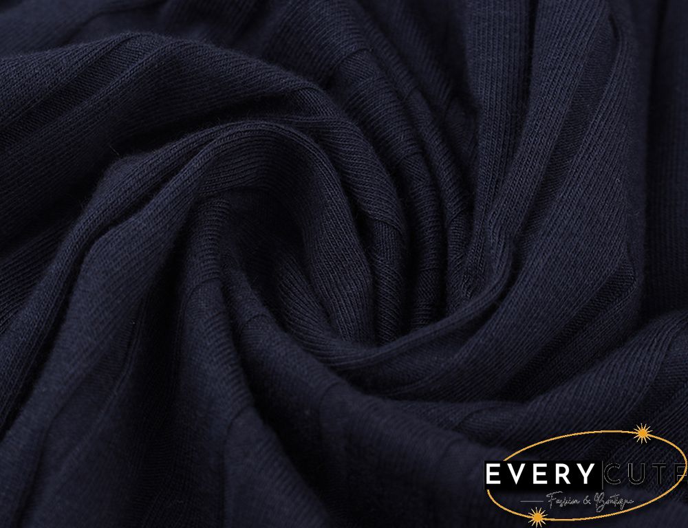 Navy Blue Long Sleeve Slim Fit Knit Mini Dress