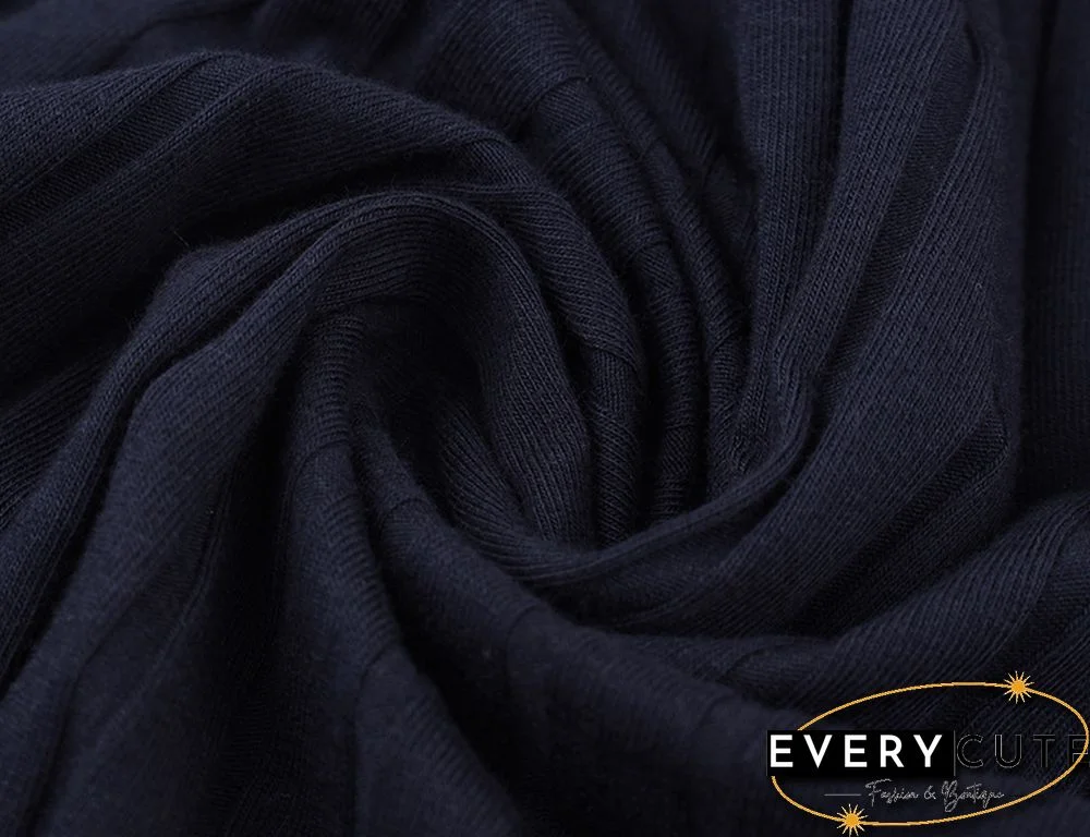 Navy Blue Long Sleeve Slim Fit Knit Mini Dress