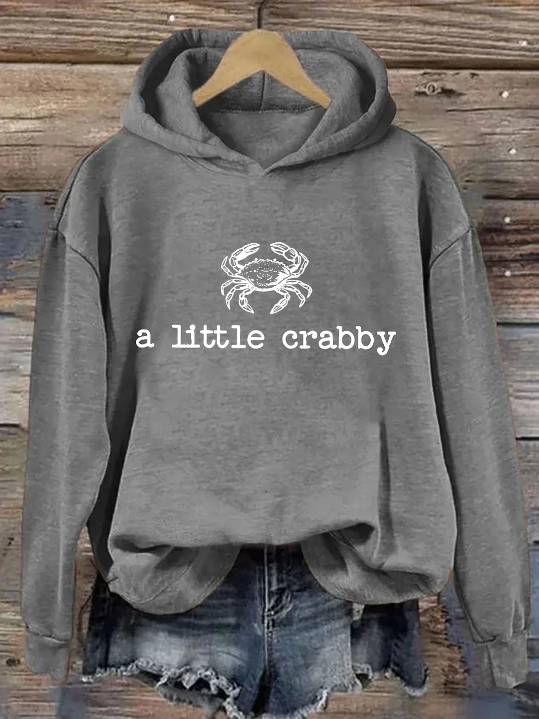 Minimalist Beach A Little Crabby Funny Meme Hoodie
