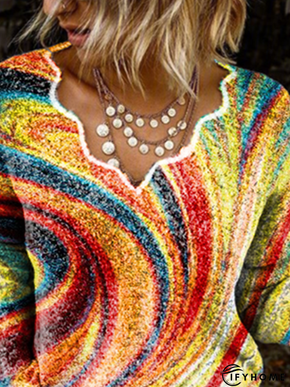 V Neck Long Sleeve Shirt & Top | IFYHOME