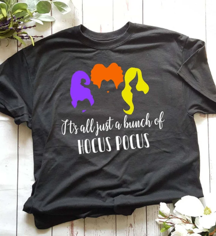 Halloween Costumes Witch Just a Bunch Pumpkin Printed round Neck T-shirt for Women