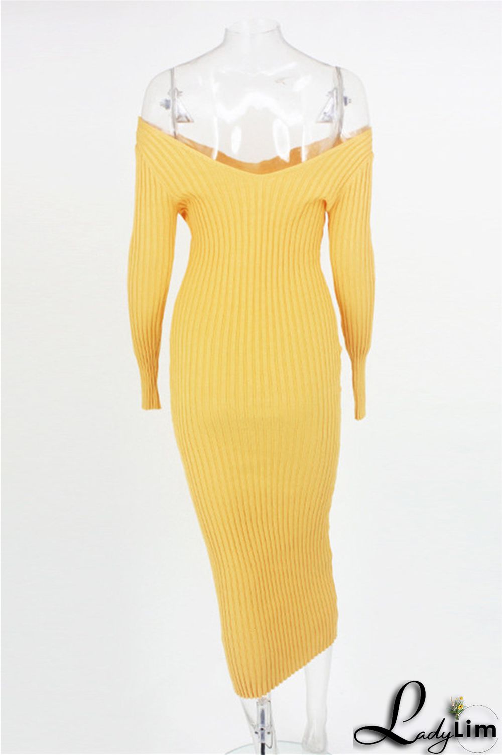 Black Fashion Casual Solid Basic V Neck Long Sleeve Dresses