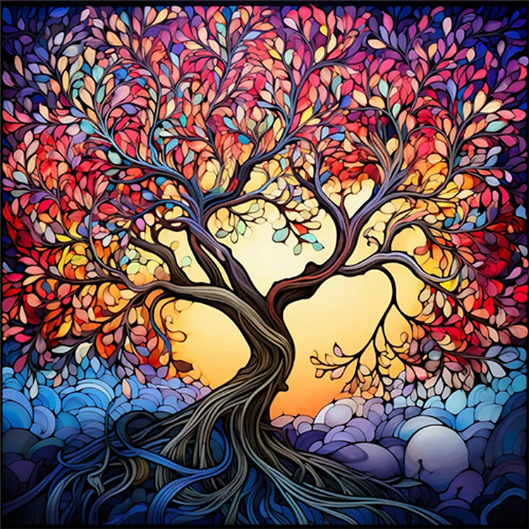Glass Painting Lucky Tree 40*40CM (Canvas) Full Square Drill Diamond Painting gbfke