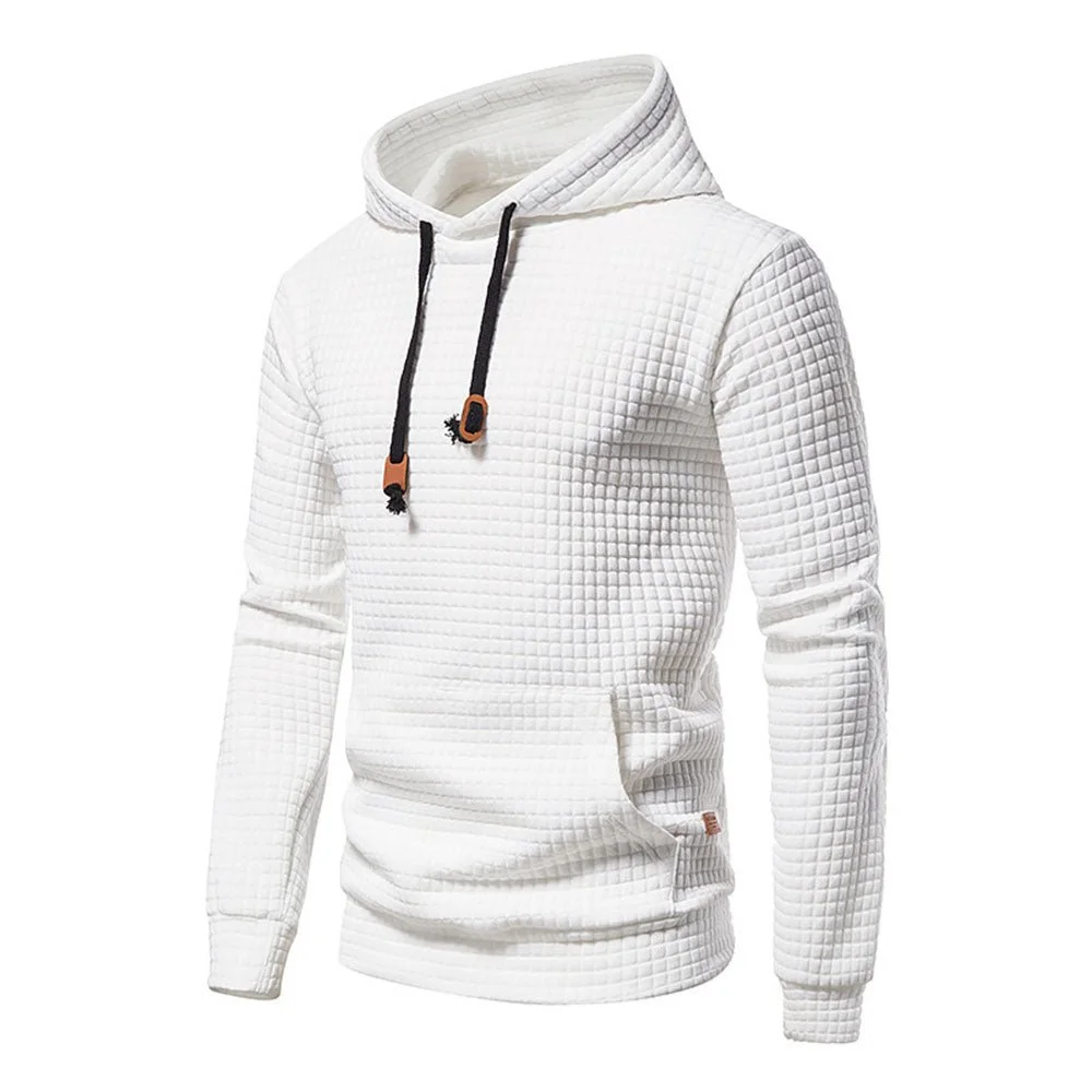 Smiledeer New Men's Fashion Check Casual Pocket Pullover Hoodie