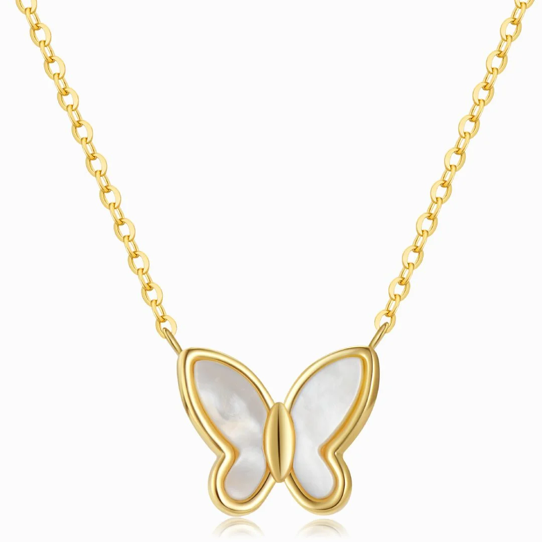 Pearl Butterfly Necklace Gold Chain