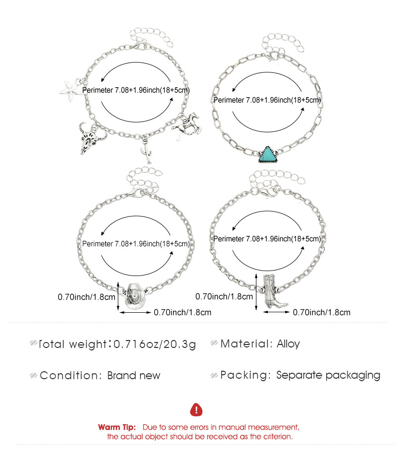 Faux Turquoise Bracelet Cowboy Hat Cowboy Boots Bracelet Set