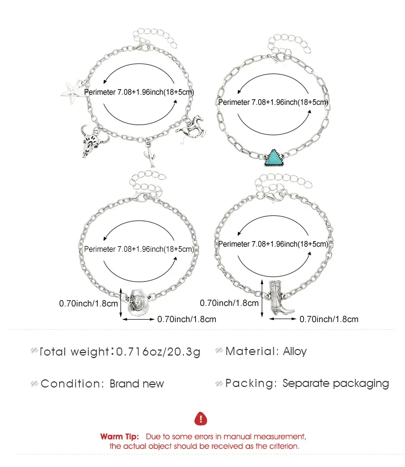 Faux Turquoise Bracelet Cowboy Hat Cowboy Boots Bracelet Set