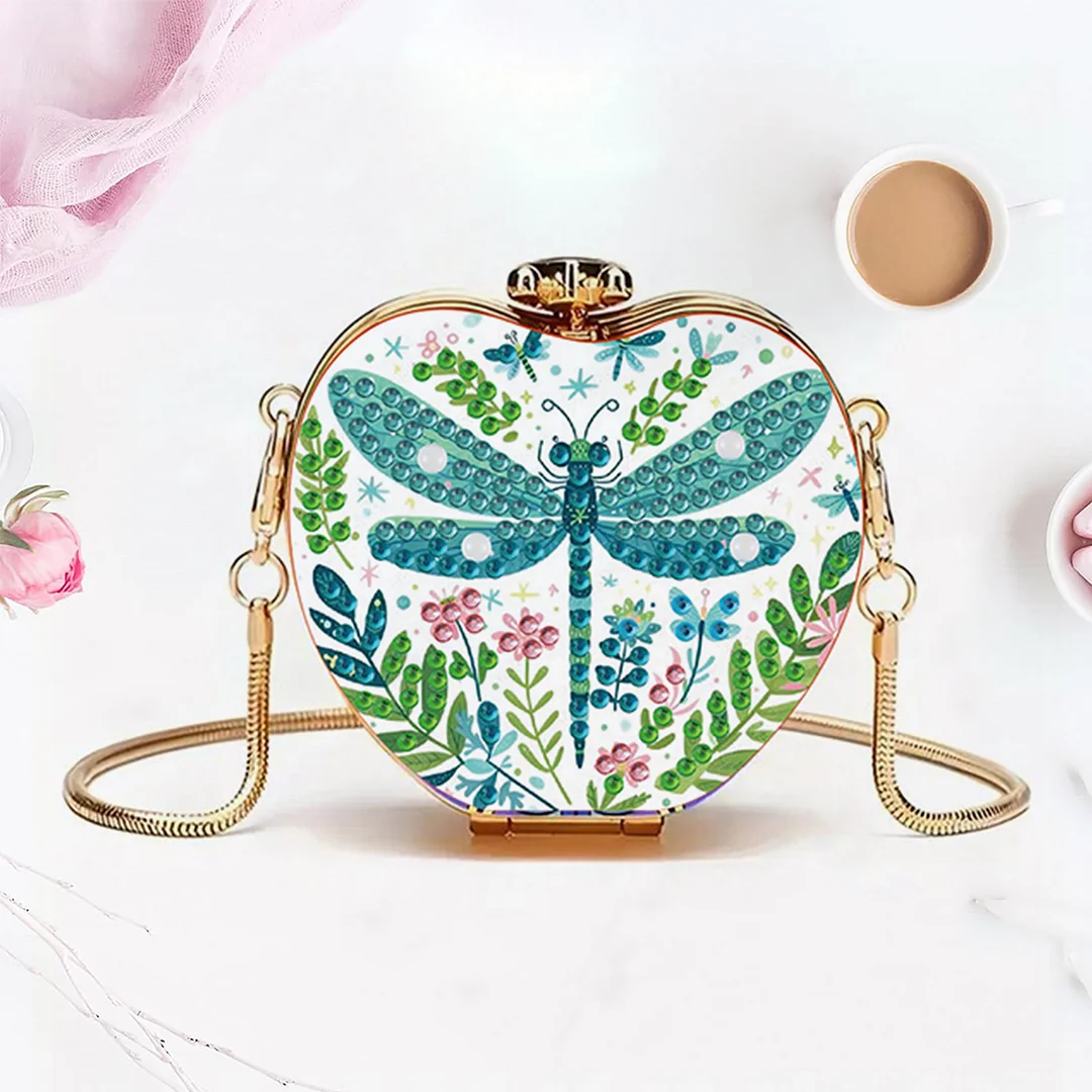 Dragonfly DIY Acrylic Love Art Diamond Painting Coin Purse with Chain for Women