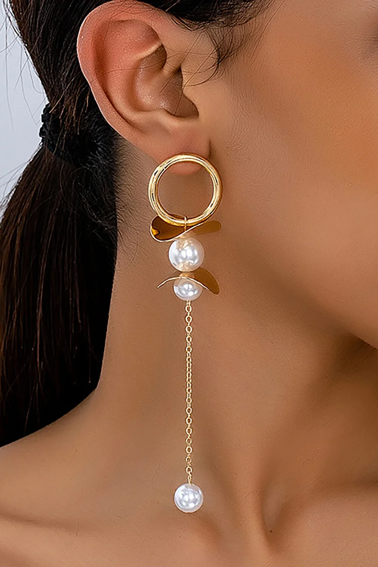 Simulated Pearls Decor O-Ring Dangle Earrings