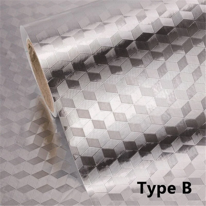 Kitchen Oil-proof Waterproof Stickers Aluminum Foil Kitchen Cabinet Stove Drawer Self Adhesive Wall Sticker DIY Wallpaper Decor 515