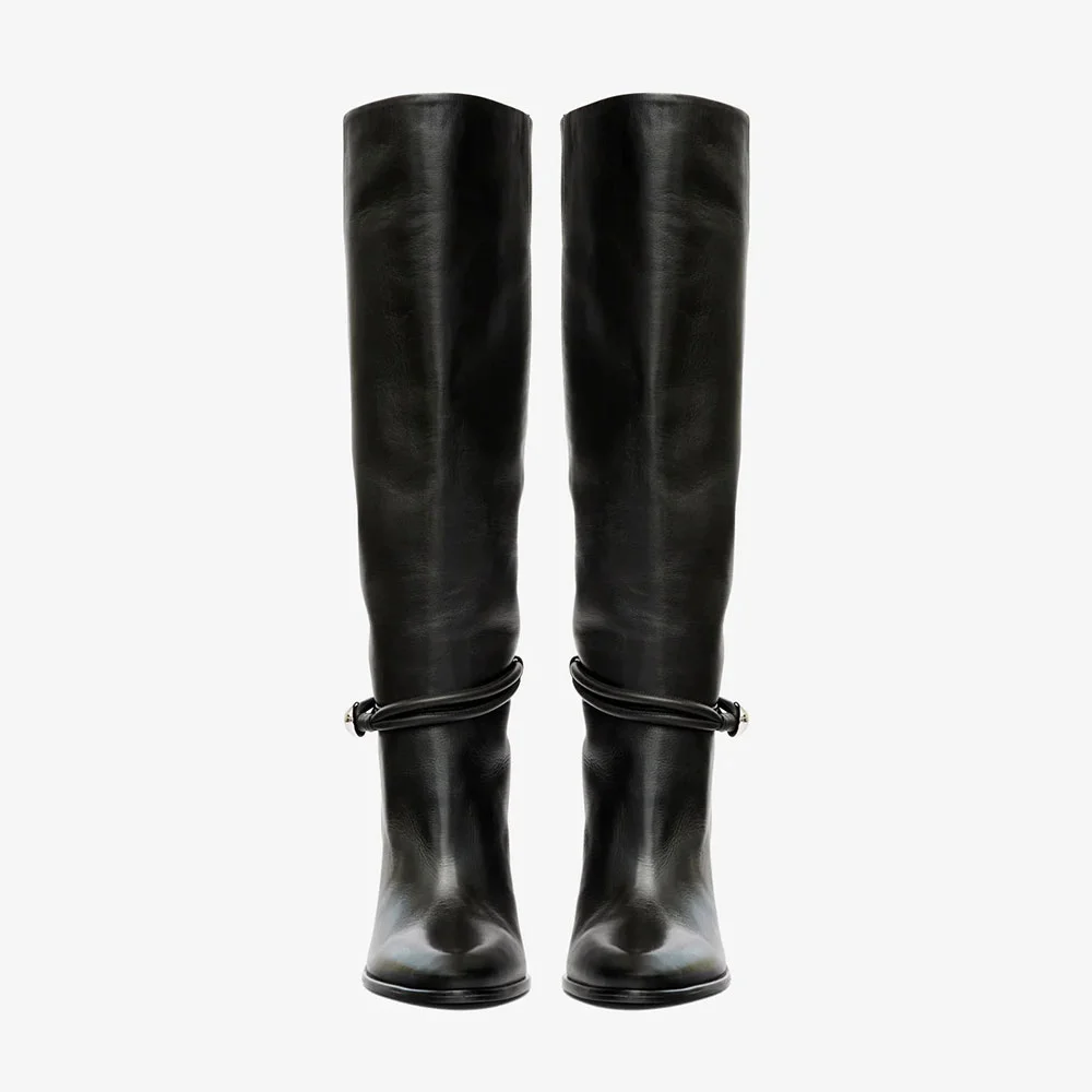 Elegant Black Pointed Toe Stiletto High Heel Tall Boots for Women