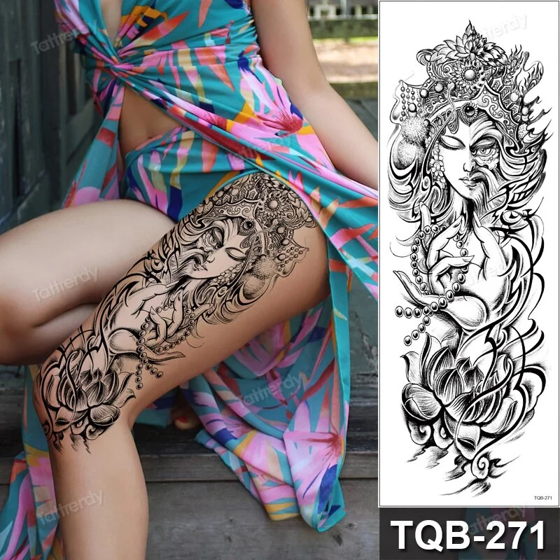 Totem Tribal Dragon Dragon Wolf Temporary Tattoos Full Arm Sleeve Large Body Art Painting Men Adult Sexy Tattoo Waterproof Black