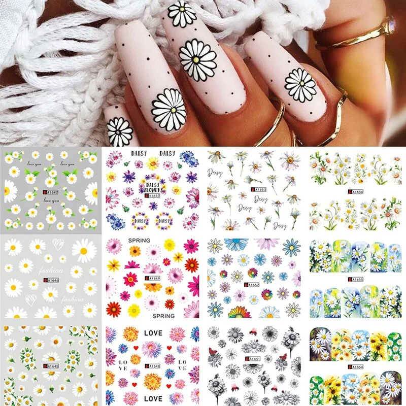 12pcs Valentines Love Letter Water Decals Flower Sliders Nail Stickers for Manicure Nail Art Decoration Transfer Water Sticker-Nail Inspo