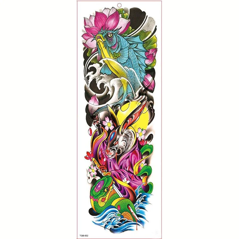 Large Arm Sleeve Tattoo Waterproof Temporary Tattoo Sticker Clock Rose Full Flower Tatoo Body Art Tattoo Girl