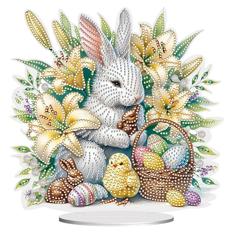 Special Shape Easter Rabbit Egg Flower Desktop Diamond Art Home Decor (LL140)