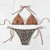 Leopard Print Lace-Up Sexy Bikini Swimsuit Set by Inlyline