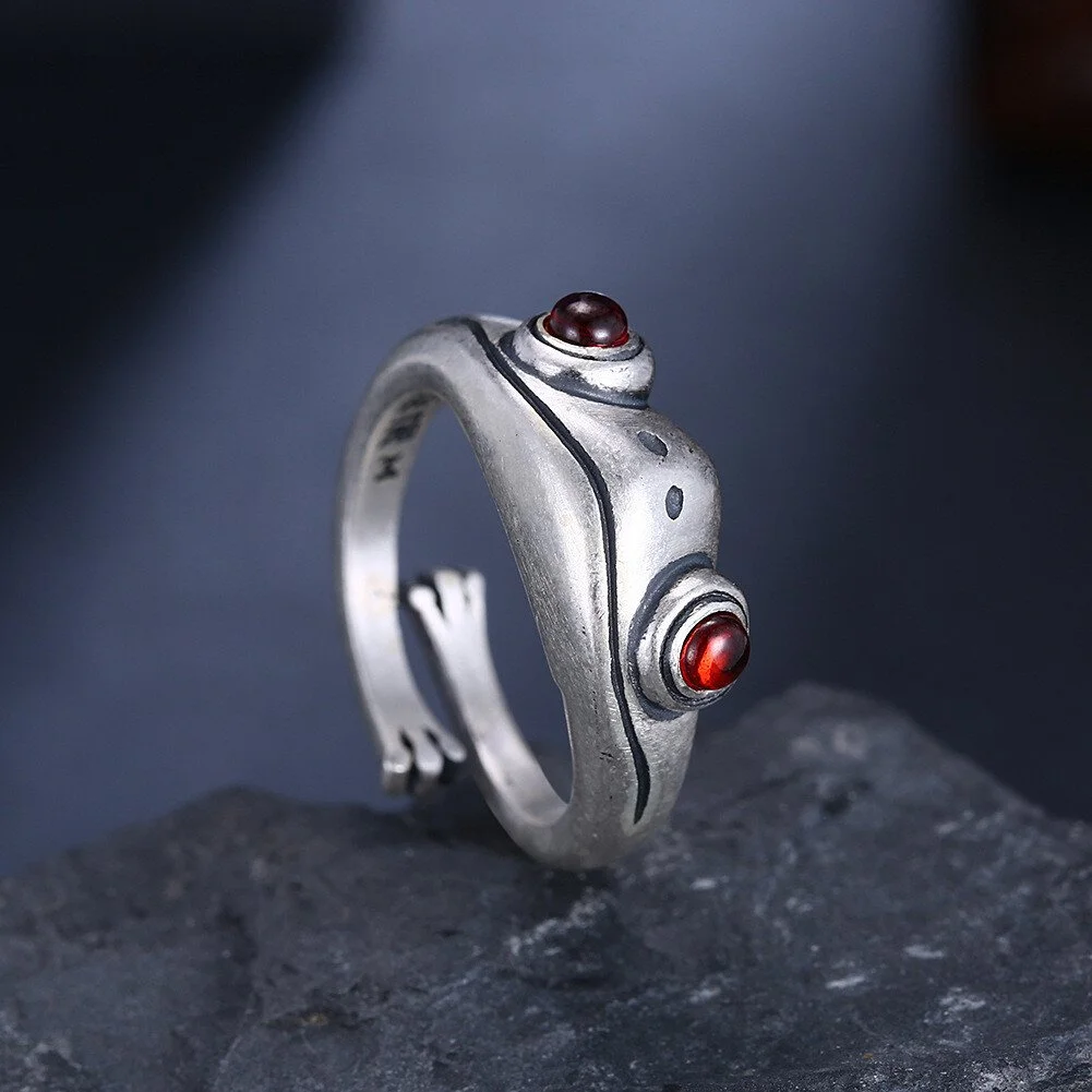 Balmora Silver Frog Ring Adjustable
