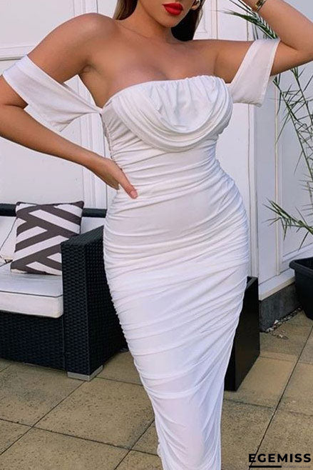 Sexy White Off Shoulder Bodycon Party Cocktail Dress | EGEMISS