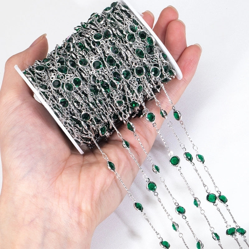 1 Piece Copper Rhinestones Glass Geometric Polished Chain