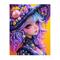 Purple Witch Girl - Pearls Painting