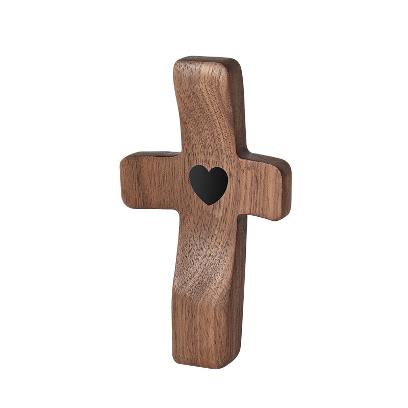 Cute American Style Cross Heart Shape Wood Ornaments Artificial Decorations