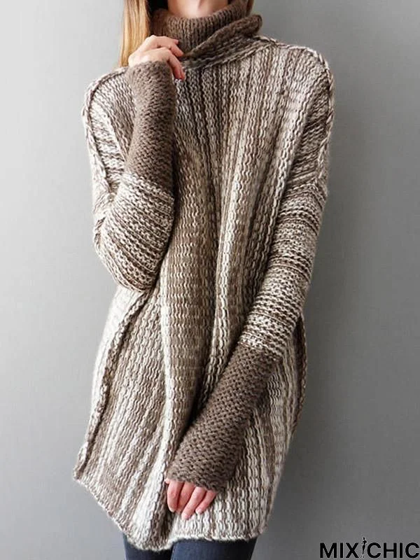 Fashion High-Neck Knitting Sweater Tops