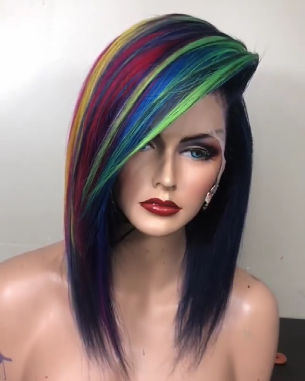Color Body Wavy Full Lace Wig Cosplay US Mall Lifes