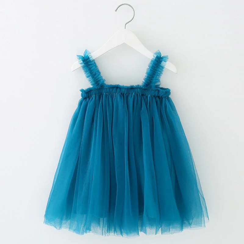 Bear Leader Girls Dress 2022 Summer Mesh Sling Girls Clothes Solid Princess Dress Toddler Tutu Dresses Baby Girl Dress