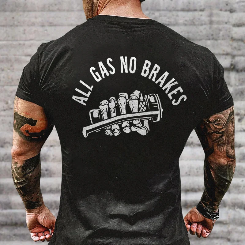 All Gas No Brakes Skull Print T-shirt ctolen