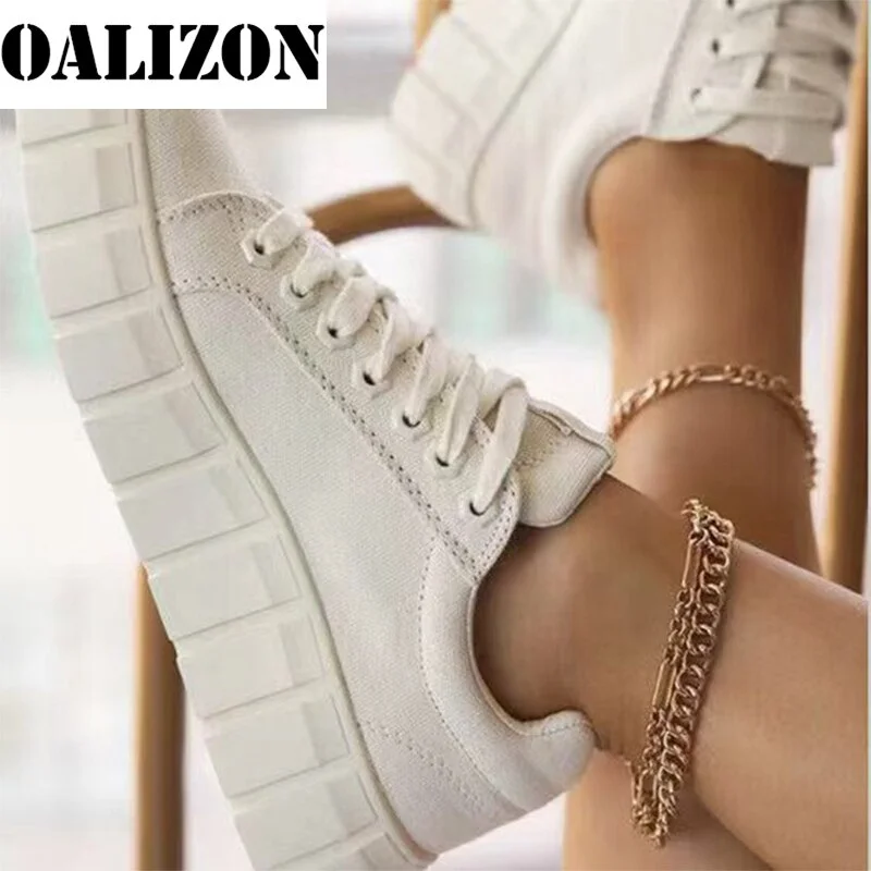 New Fashion Women Lace Up Casual Thick Bottom Flat Shallow Sneakes Sports Shoes Woman Lady Female Flats Running Trainers Shoes