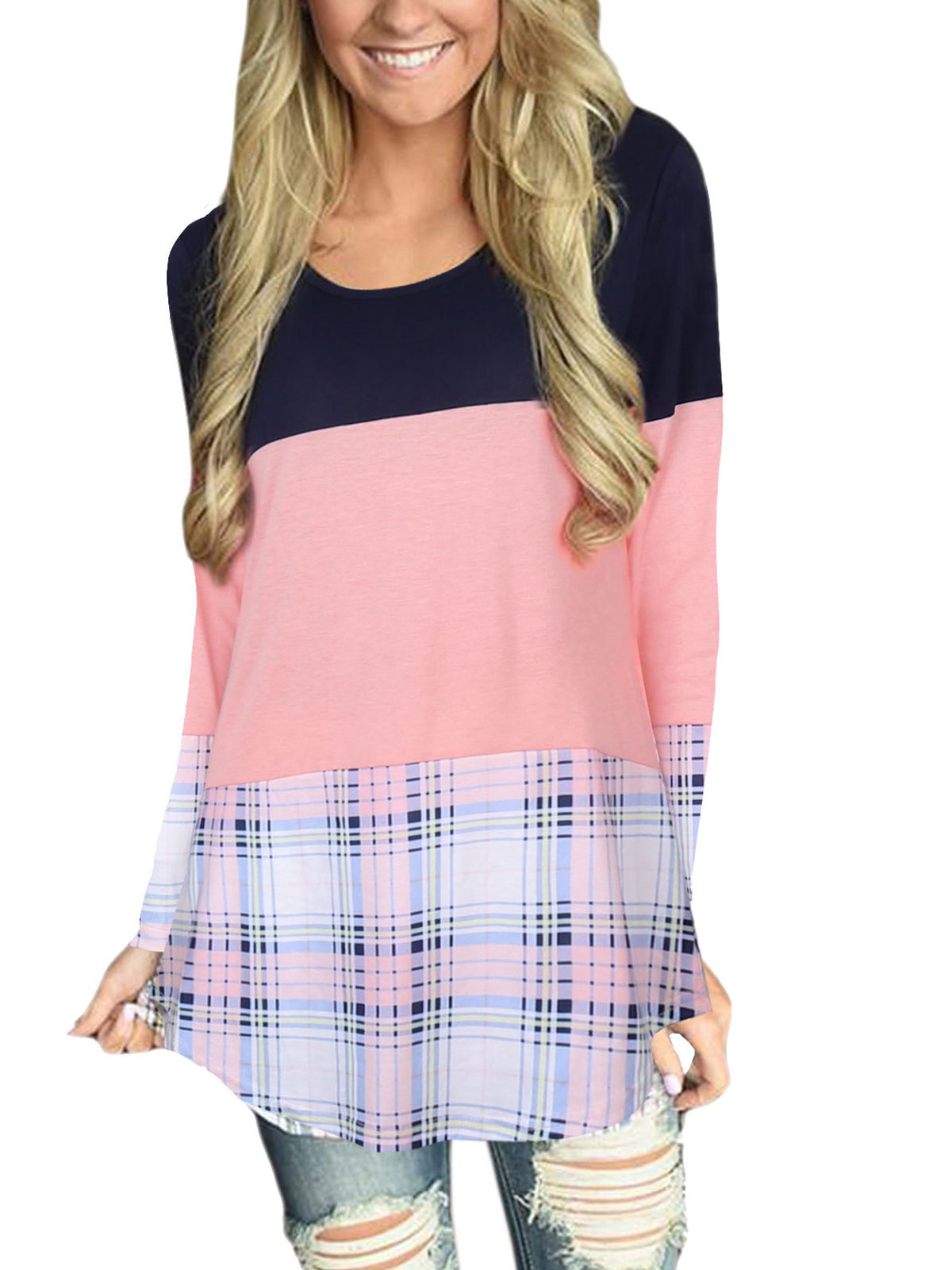 Women Long Sleeve V-neck Graphic Floral Printed Top