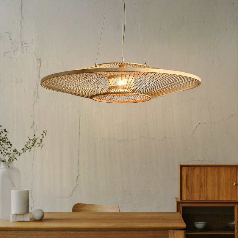 round bamboo pendant light