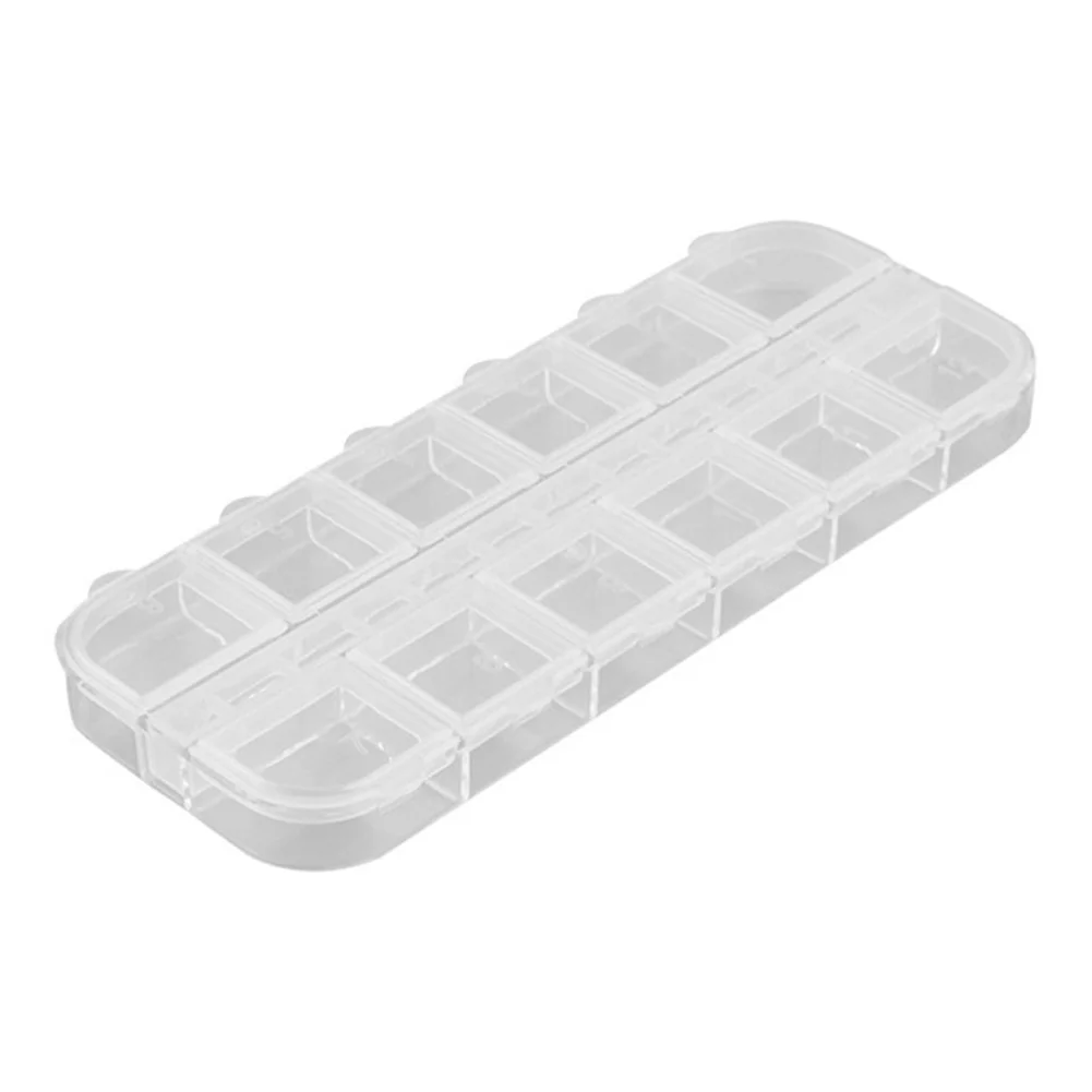 12 Grids Plastic Nail Art Case with Clear Lid  Empty for Jewelry Diamond Painting