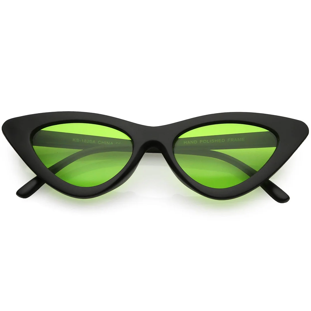 Womens Exaggerated Slim Black Frame Cat Eye glasses Color Tinted Lens 48mm