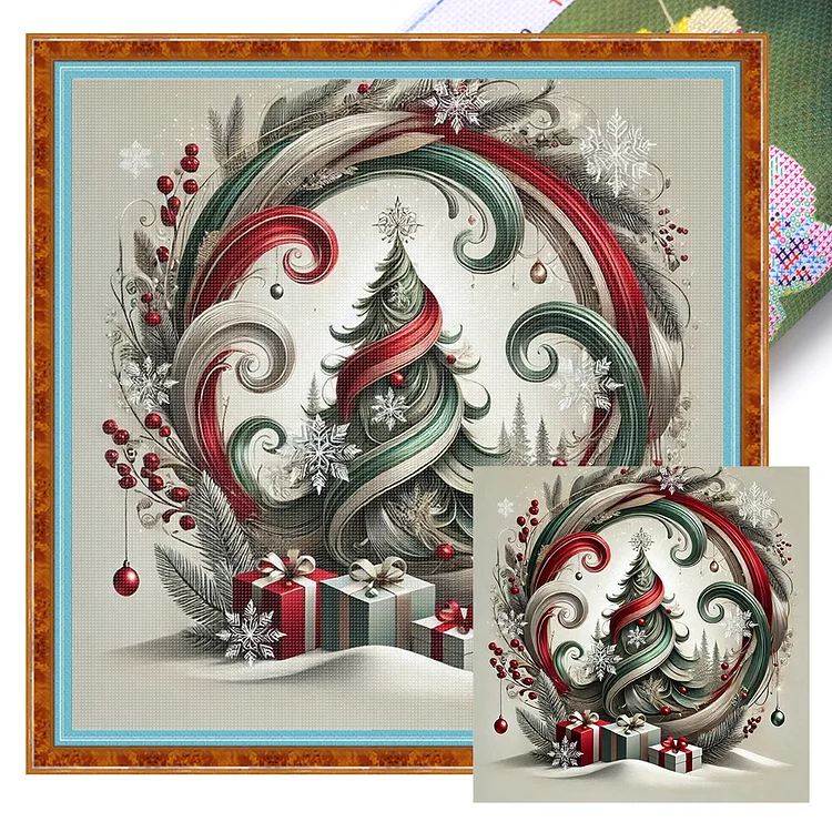 【DIY Brand】Christmas tree 40*40cm 11CT Stamped Canvas Cross Stitch gbfke