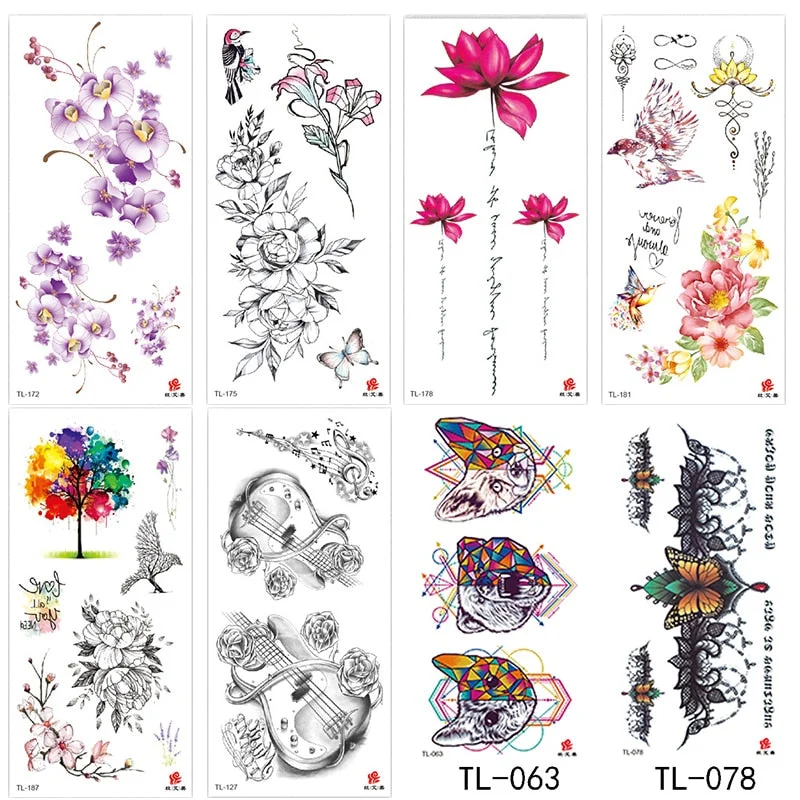 Flower animal totem romantic beautiful bird fragrance waterproof lasting men and women personality temporary tattoo stickers