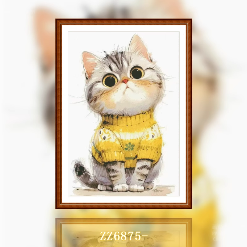 【ZZ6875- Sweater Cat】 Painting Fairy Cross Stitch