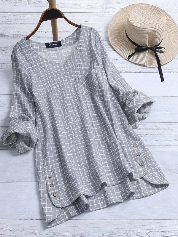 Women's  cotton linen long style shirt