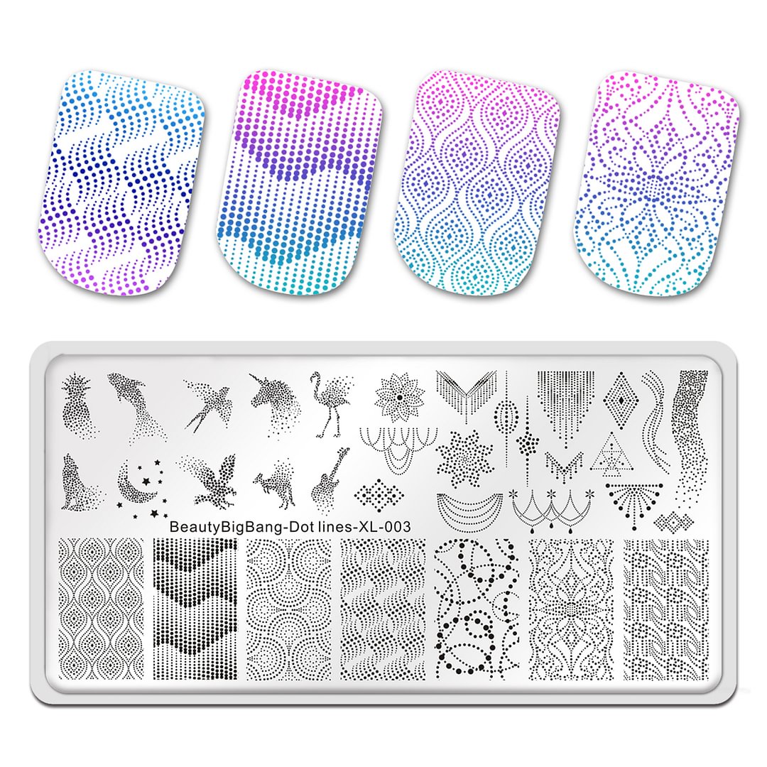 Agreedl Beautybigbang Nail Stamping Plate DIY Dot Point 003 Animal Geometry Swan Pattern Nail Art Image Template Manicure Stencil Tool