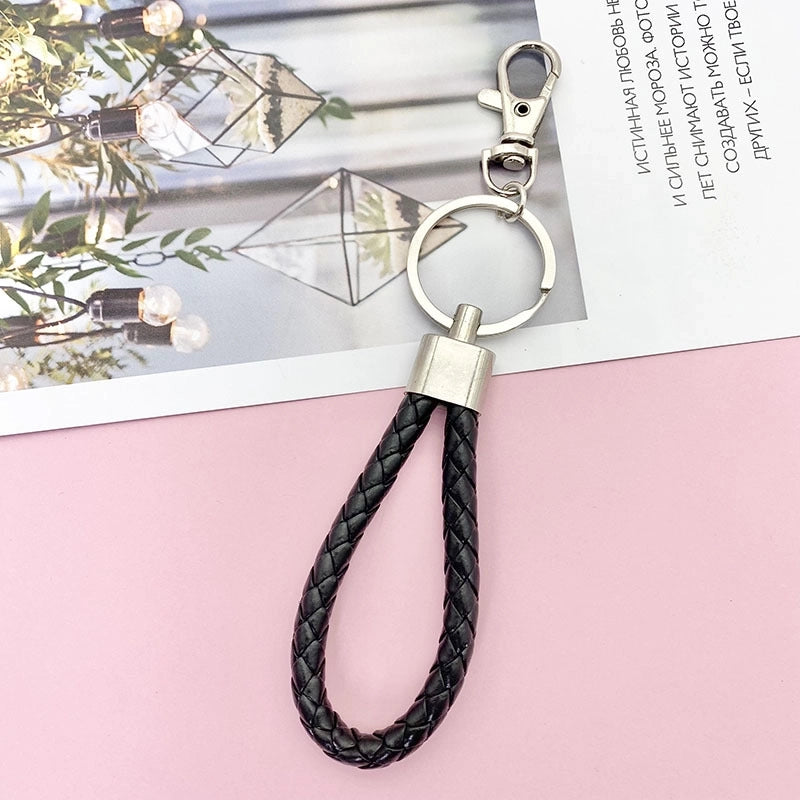 Minimalist Classic Style Solid Color Pu Leather Unisex Bag Pendant Keychain