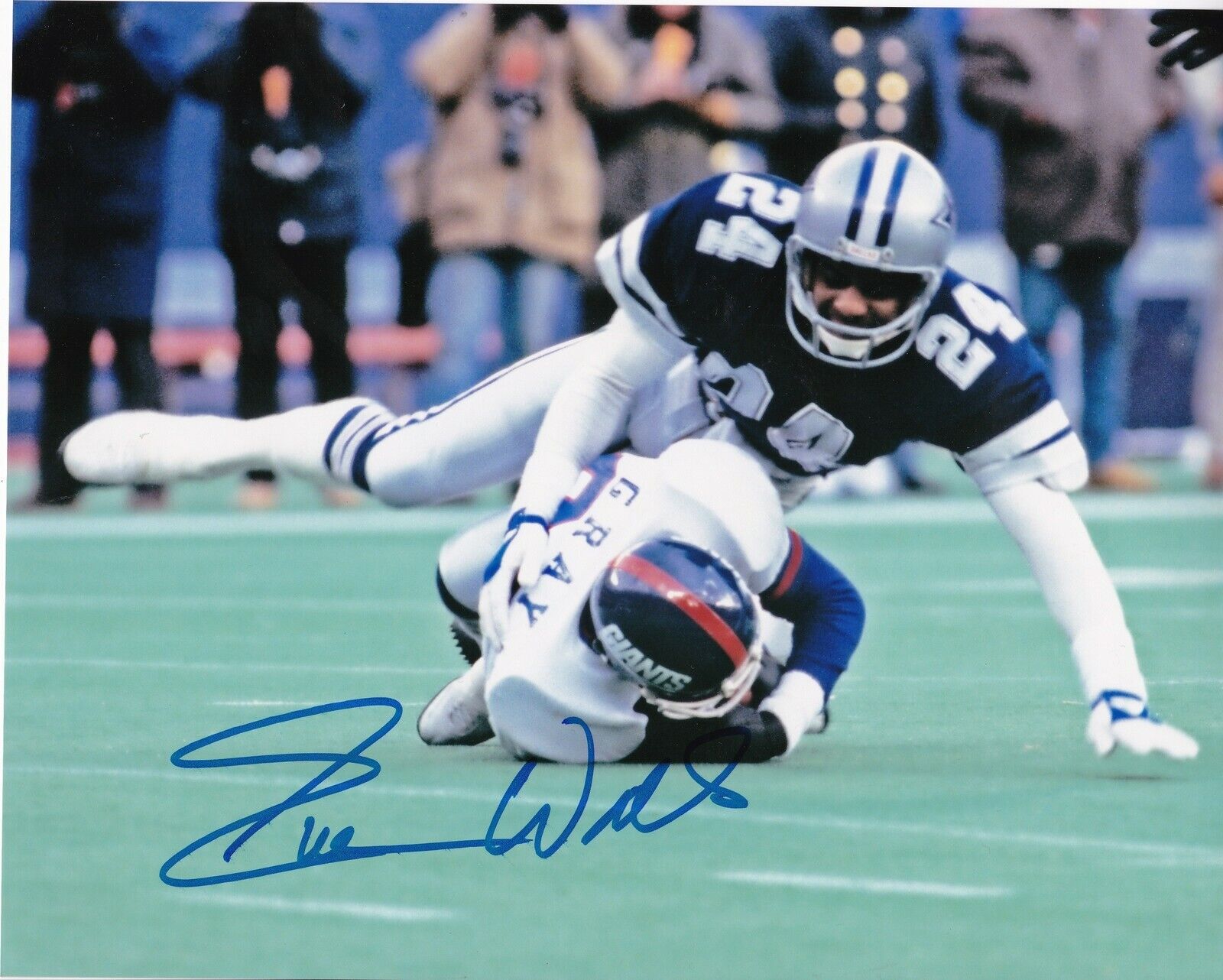 EVERSON WALLS DALLAS COWBOYS ACTION SIGNED 8x10