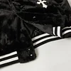 Chrome Hearts Faux Fur Cross Varsity Jacket - Black White Gothic Streetwear 035