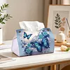 Blue Butterfly DIY PULeather Diamond Painting Tissue Box for Adults Beginners Gem Art Painting Napkin Holder for Living Room Bedroom Bathroom Table Decor