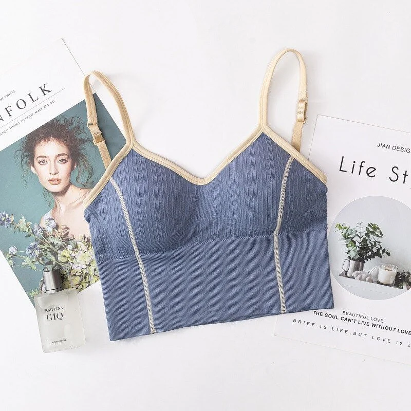 Women's Fashion Top Tube Top Bra Women's Cotton Underwear Seamless Breathable Bra Solid Color Ladies Soft Tank Up Sexy Lingerie